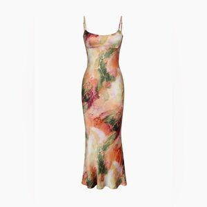 MICAS Abstract Print Fitted Midi Slip Dress